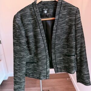 Nine West Black and Gray Textured Open-Front Blazer with some sheen